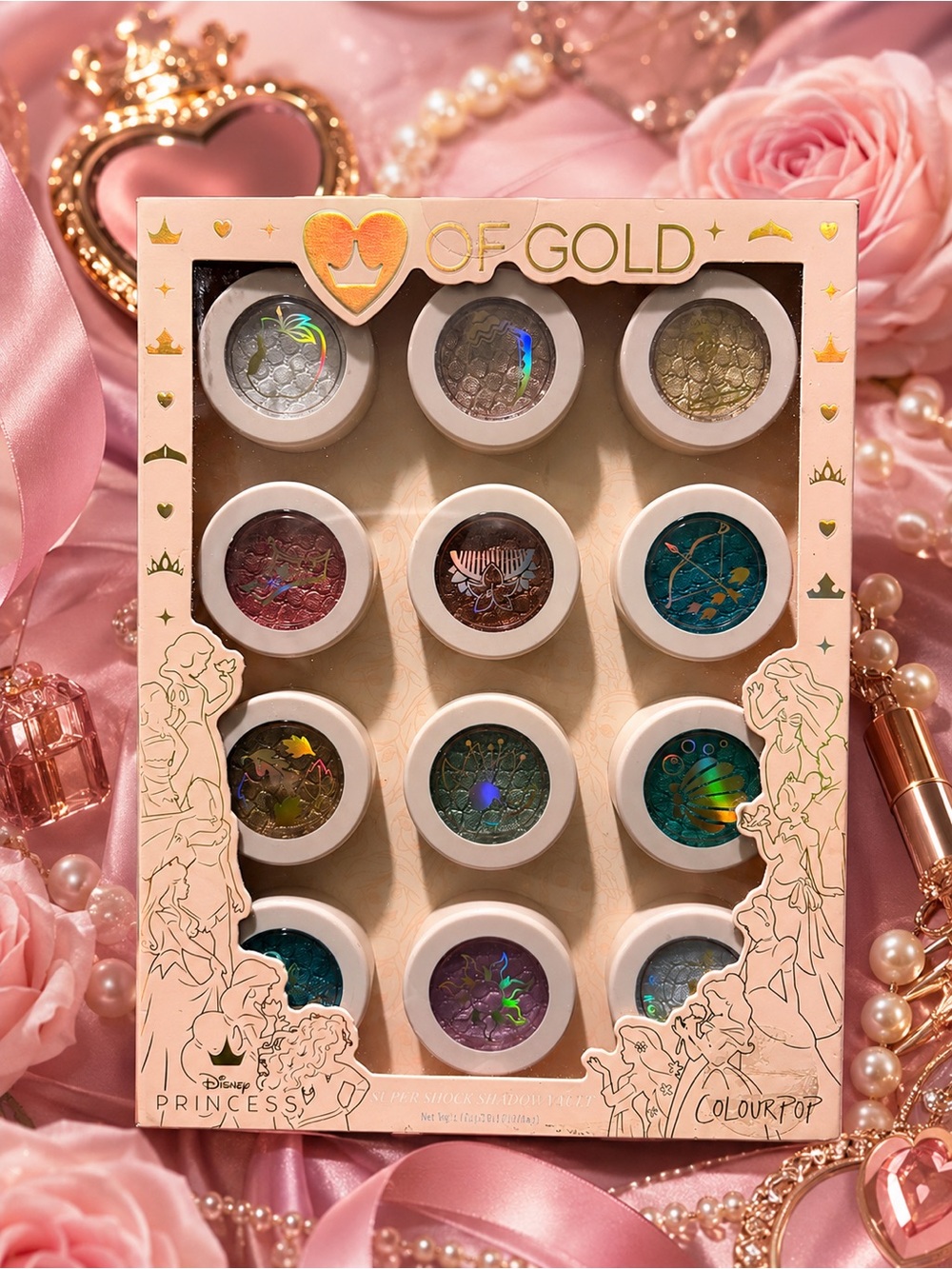 ColourPop Princess HearOf Gold Eyeshadow Set — Teal, Green, Purple, Gold, Silver